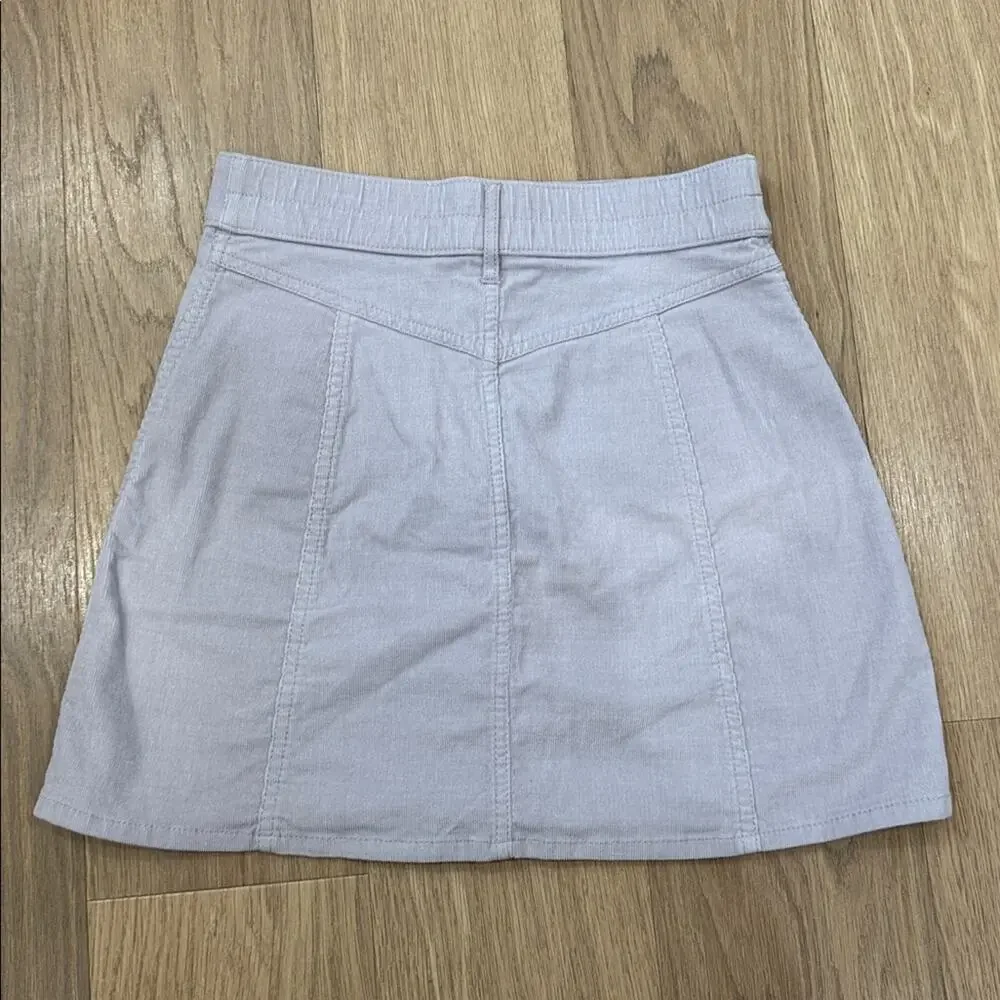 Aerie Light Gray Button-Down Corduroy Mini Skirt Size XS